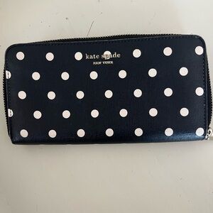 Kate Spade Navy and White Polka Dot Wallet